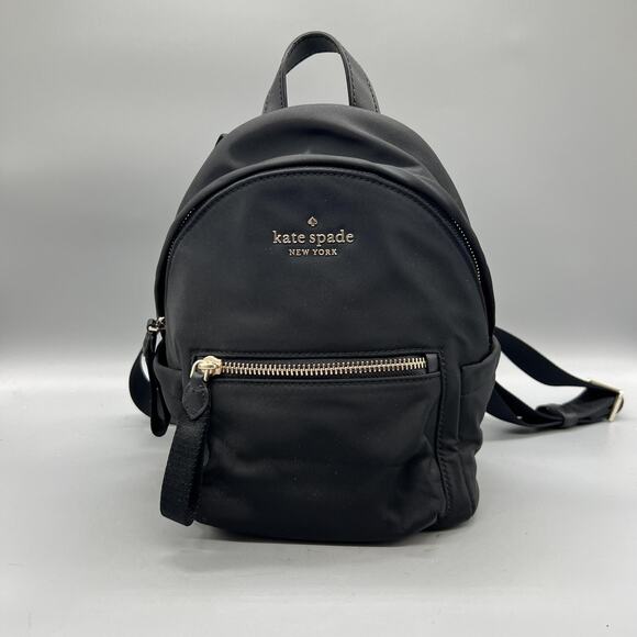 Kate Spade Bag Womens Mini Black Nylon Leather Backpack Gold Zip Travel main image 4